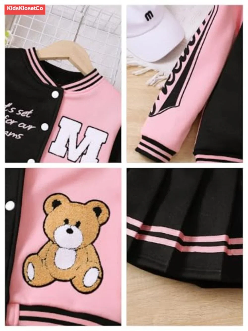 Girls 2 Piece Baseball Jacket and Skirt Set Winter Outfit 7-14